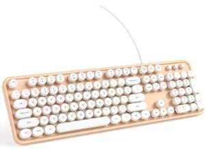 KNOWSQT Wired Computer Keyboard - Orange-White Retro Full-Size Round Keycaps Typewriter Cute Keyboards for Windows, Laptop, PC, Desktop, Computer