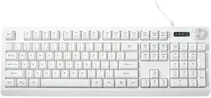 Wired RGB Membrance Keyboard. 100 Percent Mini Creamy LED Computer Keyboard .Small Ergonomic Clicky Teclado with ABS Backlit Unreplaceable Keycaps. for PC Laptop MAC Gamer. (White)