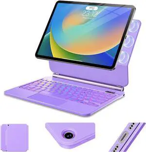 ALIWLHOF for iPad 9th Generation Case with Keyboard,Magic Magnetic Keyboard Case for iPad 10.2 9th/8th/7th Gen & Air 3,Pro 10.5, Multi-Touch Trackpad - Backlit - Floating Cantilever Stand (Purple)