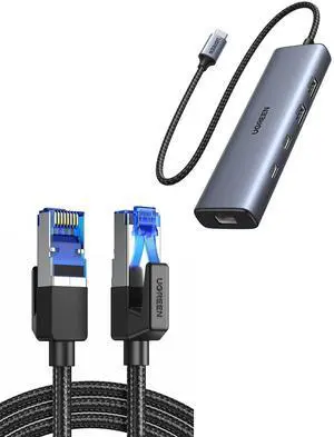 UGREEN Cat 8 Ethernet Cable 6FT Bundle with 5-in-1 USB C 3.2 Hub Ethernet Adapter UGREEN Cat 8 Ethernet Cable 6FT Bundle with 5-in-1 USB C 3.2 Hub Ethernet Adapter