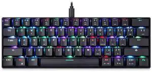 MOTOSPEED 60% Mechanical Keyboard Portable 61 Keys RGB LED Backlit Type-C USB Wired Office/Gaming Keyboard for Mac, Android, WindowsRed Switch