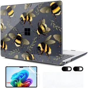 MEEgoodo Case for Microsoft Surface Laptop 13.8 inch Touchscreen 2024 (7th Edition),Clear Cover Fit Model 2036,Laptop Hard Shell with Keyboard & Webcam Cover & Screen Protector,Bumblebee & Leaves