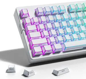 ZORNHER Shine Through Keycaps,Arris & Keys Backlit,60/75/96/Full Size, Double Shot,OEM Profile,136 Keys Side Printed Custom Keyboard Keycaps Set for Mechanical Gaming Keyboard