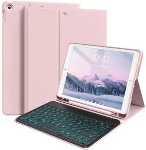 BQDIYOO Keyboard Case for iPad 9th/8th/7th Generation(2021/2020/2019) Detachable Wireless Bluetooth Keyboard Case for 10.2 inch iPad 9/8/7 Cover with Pencil Holder Auto Wake/Sleep, Pink
