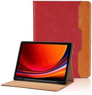 Case for Samsung Galaxy Tab S10 Plus 2024/S9 FE+/S9 Plus 12.4 Inch 2023 - Model SM-X820/X826B/X610/X616B/X810/X816B with S Pen Holder and Pocket, PU Leather Folio Stand Cover Auto Wake/Sleep, Red