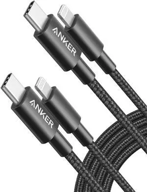 Anker New Nylon USB C to Lightning Cable, Apple MFi Certified for iPhone 14 Series, and More (6FT, 2Pack,Black)