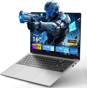CHIFUYOU Gaming Laptop, 2025 16 Inch Office 365 Laptop Computer, N150 Processor (4C/4T, Up to 3.6GHz),16GB RAM 1TB SSD, WiFi 5,BT4.2,16" FHD 1920x1200(16:10), Backlit Keyboard, Gray