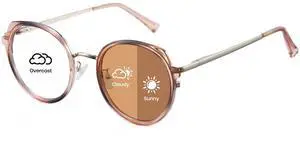 Cyxus Photochromic Glasses for Women UV Protection with Blue Light Blocking Trendy Cat Eye Frame8315i39 Brown