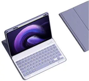 NUWONAYA Keyboard Case for Xiaomi Redmi Pad SE 11" 2023, Slim Flip Case with Pencil Holder Magnetically Detachable Candy Color Keyboard,Purple