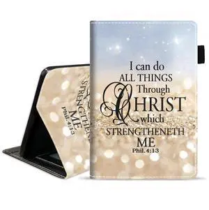 ZOXOHO Case for Kindle Fire HD 10 and Fire HD 10 Plus Tablet (11th Gen, 2021 Release) - Bible Verse Phil 4-13 Design Slim Lightweight PU Leather Cover with Auto Sleep Wake