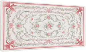 Idocolors Pink Elegant Floral Desk Mat, Cute Extended Gaming Keyboard Mouse Pad, Large Office Desk Cover Mat Pad Deskmat, Non-Slip Leather Home Office Desk Mat Protector 31.5"×15.7"