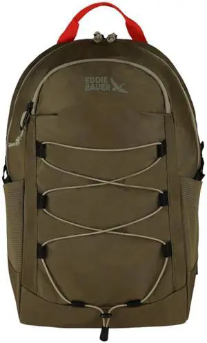 Eddie Bauer Varsity Backpack 22L | Everyday Carry | Work | Travel | Commuter | Padded Laptop Sleeve | Stretch Bottle Pockets | Bungee | Lightweight | Durable - Adler Green