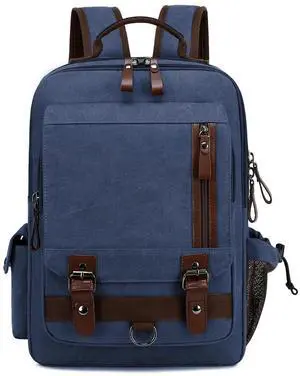 Lanola Water-resistant Canvas Backpack with Anti-Theft Pocket, Daypacks Fits 15.6 Inch Laptop for Men Perfect for Work, Travel, Daily Use(Dark Blue)