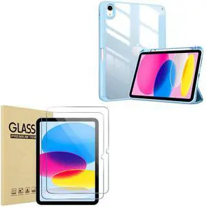 ProCase Transparent Back Shell Protective Case Bundle with 2 Pack Screen Protector for iPad 10th Gen 10.9" 2022 Release ProCase Transparent Back Shell Protective Case Bundle with 2 Pack Screen Protector for iPad 10th Gen 10.9" 2022 Release
