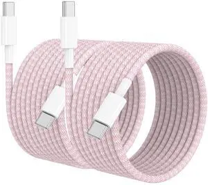 USB C to USB C Cable 10 FT for iPhone 16 15 Pro Max,Long C to C Cable Fast Charging Cord Braided for iPhone 16 15 Pro/16 15 Plus/16e,MacBook,iPad 10/11th 60W-Pink
