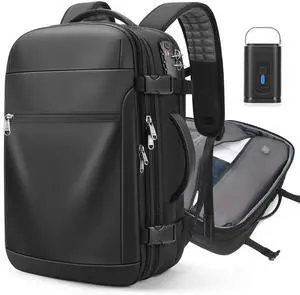 RIFESI Vacuum Backpack Travel,60L Expandable Vacpack Backpack with Vacuum Pump, Water Resistant &TSA Lock, Easyvacpack Carry On Backpack Flight Approved Fits 17.3" Laptop, Black