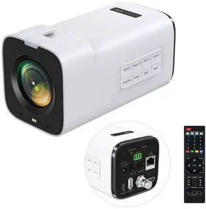 TOALLIN 4K 60FPS Box Video Camera, 20X Optical Zoom, Support PoE/SDI/HDMI/USB, TOF AutoFocus, Built-in Dual Mics, Live Streaming Camera for Church Worship Online Education & Video Conferencing