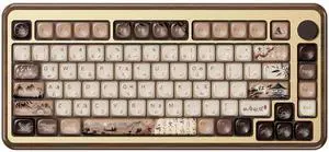 Akko MU02 Gaming Keyboard with Walnut Wooden Gold Aluminum Case RGB 2.4G Wireless/Bluetooth/Wired Hot-Swappable Keyboard with PBT Dye-Sub Keycaps (Mountain Seclusion-Gold Case, Rosewood Switch)