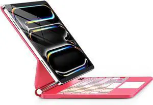 GGQFGTOJ for iPad Pro 13 Inch Case with Keyboard (M4, 2024)Magic-Style Magnetic  7 Colors Backlight -Floating Cantilever Stand - Multi-Touch Trackpad Keyboard Case for iPad Pro 13 (Rose Red)