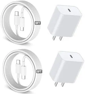 6FT iPhone 17 16 15 Charger Fast Charging, 2Pack 20W USB C Apple Charger Travel Plug Block Phone Charging Cable Cord for iPhone 17 Air/17 Pro/17 Pro Max/16e/16 Pro Max/16 Plus/15/15 Pro/15Pro Max/iPad