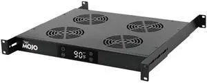 Tecmojo 1U Rack Mount Fans with Thermostat, 4 Fans Cooling System, Adjustable Temperature Control, Adjustable Depth, Digital Heat Monitor Display & Overheat Alarm Sensor  Efficient Airflow Exhaust