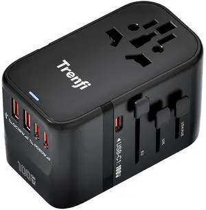 TRENFI 100W GaN+ Universal Travel Adapter, All-in-One USB-C PD Fast Charging Hub (3C/2A/AC) | International Plug (US/UK/EU/AU) for Laptops, MacBook Pro/Air, iPhone, iPad