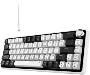 linkerfoo Lf67 Wired Gaming Keyboard, Hot Swappable Mechanical Keyboard RGB Backlit, 65% Layout with Volume Knob, Magnetic Switch, Gasket Mount with PET Keycaps, USB C for Win/Mac, White