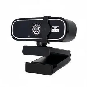 WEBDARAZ FHD 4K Webcam with AutoFocus, USB Desktop Camera, Black Webcam, Built-in Microphone for Video Conferencing, Online Meetings, Universal Tripod-Ready Clip fits laptops and LCD Monitors.