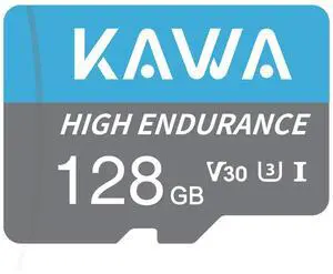 KAWA 128GB Micro SD Card, High Endurance Video Monitoring Card, microSDXC Flash Memory Card, A1, U3, Class10, V30, High Speed TF Card for DashCam, Security Camera, Phones, Tablets, Drones