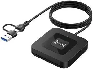 CAC NFC Smart Card Reader Military, Dual Interface USB DOD Military ID/IC Card Reader with Contactless NFC Tap-to-Read, USB C Adapter Compatible with Windows, Linux, MacOS