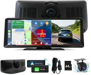 8.1" HD Carplay Screen for Car Stereo, 2K Dash Cam Wireless Portable Touch Screen Car Play with Apple Carplay & Android Auto with 1080P Back Up Camera, Bluetooth, Mirror Link, GPS , AUX, Voice Control