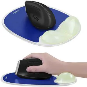 ErgoEvol Ergonomic Mouse Pad with Wrist Rest & Elbow Support, Soft Silicone Gel Cushion, Non-Slip Base, Glow-in-The-Dark, Compatible with Vertical Ergonomic Mouse for Office & Gaming (Blue)