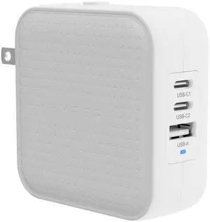 Hyper Juice 70W USB C Charger Block Portable Charger - Tri-Port GaN Charger for iPhone, iPad, MacBook, Smartphone, & Laptop - Compact Type C Charger Fast Charging Phone Charger for 3 Devices (White)