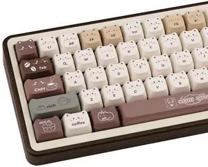 COOMICKEY Mao Profile PBT Keycaps, 140 Keys Dye Sublimation Cute Custom Keycap Set for Cherry Gateron MX Swithes Mechanical Keyboards