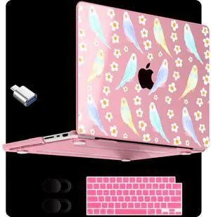 MEEgoodo for M4 MacBook Pro 16 inch Case 2024 2023 2021, Clear Case Fit Model A3403/A3186/A2991/A2780/A2485 M3 M2 M1 Pro/Max, Cute Parakeets