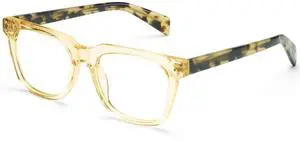 Dollger Blue Light Blocking Glasses For Woman Men Thick Frame Square Non-Prescription Glasses, For Work,Computer, Gaming, TV Beige