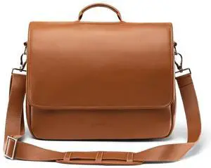 Nordweg Workday Briefcase NW053B  Full-Grain Leather Laptop Bag 15.6"  Office Shoulder Messenger for Work, Study, Travel - Caramel