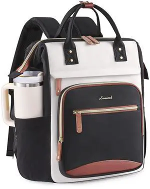 LOVEVOOK Laptop Backpack for Women Work Bag with Large Capacity Cup Side Pocket, 15.6 Inch Waterproof Computer Backpacks Purse, College Bookbag for School, Business, Teacher, Travel