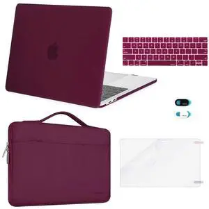 MOSISO Compatible with MacBook Pro 13 inch Case M2 2025, 2024, 2023-2016 A2338 M1 A2251 A2289 A2159 A1989 A1708 A1706, Plastic Hard Case&Bag&Keyboard Skin&Webcam Cover&Screen Protector, Marsala Red