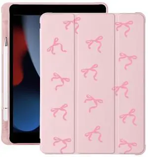 BlHMCASE Cute Kawaii Pink Bow for iPad (A16) 11th Generation Case 11 Inch 2025, for iPad 10th Generation Case 10.9 Inch 2022 with Pencil Holder, Auto Sleep/Wake, Pink Leather Soft TPU Back Cover
