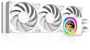 ID-COOLING FX360 LCD PE White 360mm AIO Liquid CPU Cooler with 1.48 Full-Color LCD Display, 350W TDP, 3×120 mm High-Airflow Fans, Intel LGA1851/1700 & AMD AM5/AM4 Support