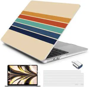 Batianda Case for New MacBook Air 13 inch 2025 M4 2024 2022 Model A3240 A3113 M3 A2681 M2,Slim Lightweight Protective Shell with Creative Pattern with Keyboard Cover & Screen Protector, Stripe