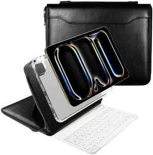 E NET-CASE Case for iPad 10th/11th Generation (2022/2025), Briefcase-Style Stand Cover with Pen Holder/Detachable Keyboard/Multi-Touch Trackpad/Hand Strap/Carrying Shoulder Strap (Black)