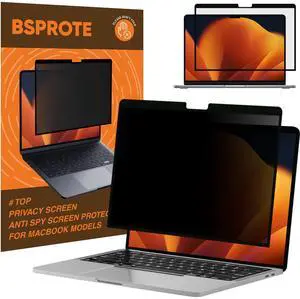 BSPROTE Removable Privacy Screen for Macbook Pro 13 Inch (2016-2022, M1, M2) & Macbook Air 13 Inch (2018-2021, M1 & Not for M2/M3/M4 Chip), Anti-Spy Blue Light Blocking Filter for Mac 13''