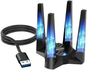 WAVLINK WiFi 6E USB Adapter for Desktop PC, AX5400 WiFi Adapter Triple Band Wireless Network Adapter with 2.4GHz/5GHz/6GHz High Gain Antennas, MU-MIMO, OFDMA, WPA3, Supports Windows 10/11 Only