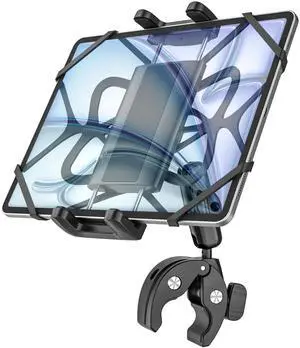 Kolasels Metal Tablet Holder for Wheelchair Pole, Boat Helm, Stroller, Bike, Golf Cart, Mic Stand, Motorcycle, Bicycle Handlebar Clamp for iPad Pro 12.9, Air, Mini, Galaxy Tab, 4-13" Tablets & Phones