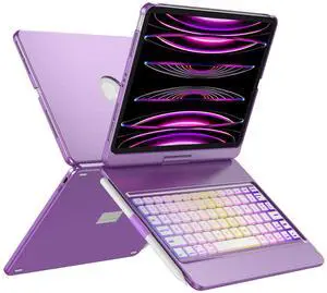 GGH Keyboard Case for iPad Pro 11 inch (4th/3rd/2nd/1st Gen),iPad Air 5th/4th Generation Case with Keyboard 10.9 inch,10 Color Backlight Bluetooth Keyboard with Pencil Holder,360° Rotatable Screen