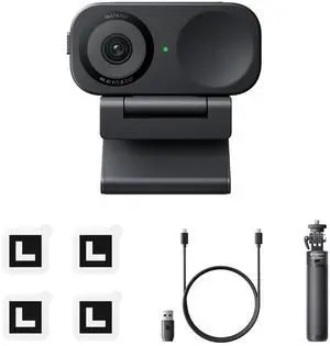Insta360 Link 2C Tripod Bundle - 4K Webcam for PC/Mac, 1/2" Sensor, Auto Framing, HDR, AI Noise-Canceling Mic, Gesture Control for Streaming, Video Calls, Gaming, Works with Zoom, Teams, Twitch & More
