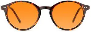 TIJN Orange Lens Blue Light Blocking Glasses  Round Frame, Dual AR Coating, Gaming & Computer Eyewear for Screen Use, Tortoise