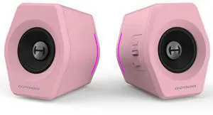 Edifier G2000 RGB Gaming Speakers, 32W Peak Power, Compact Design for PC/PS4/Desktop, Bluetooth 5.1, 3.5mm AUX, Game/Movie/Music Modes, 12 RGB Lighting Effects - Pink
